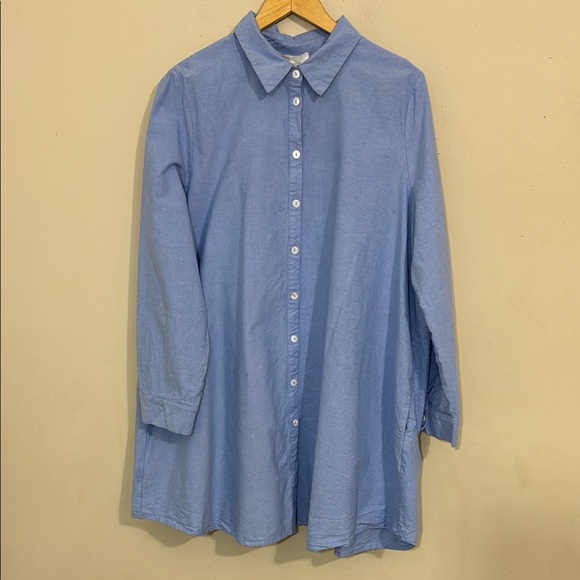 Pomander Place Harris Light Blue Button-Up Shirt Dress size 3X Spring Minimalist - Picture 2 of 10